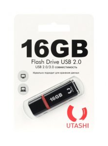USB-флешка UTASHI Flash Drive 16GB Haya Black (UT16GBHYB)
