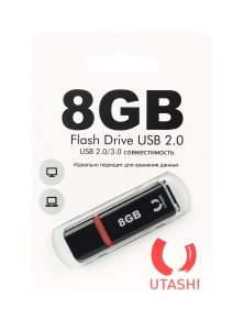 USB-флешка UTASHI Flash Drive 8GB Haya Black (UT8GBHYB)