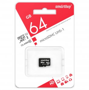 Карта памяти MicroSD Smartbuy 64GB Class 10 UHS-1 (SB64GBSDCL10-00)