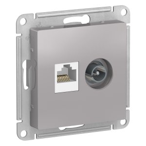 Розетка двойная ТВ + RJ45 Schneider Electric AtlasDesign, кат. 5Е, АЛЮМИНИЙ (ATN000389)