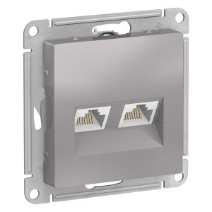 Розетка двойная RJ45х2 Schneider Electric AtlasDesign кат.5E, механизм, АЛЮМИНИЙ (ATN000385)