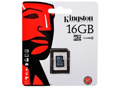 Карта памяти micro SDHC Kingston 16GB Class 4 (SDC4/16GBSP)