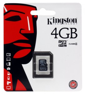 Карта памяти micro SDHC Kingston 4GB Class 4 (SDC4/4GBSP)