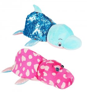 Мягкая игрушка 1Toy Вывернушка БЛЕСК с паетками 30 см Дельфи-Морж (разноцветный) (Т15590)