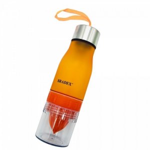 Бутылка для воды BRADEX SF 0519 с соковыжималкой, 0,6 л, оранжевая