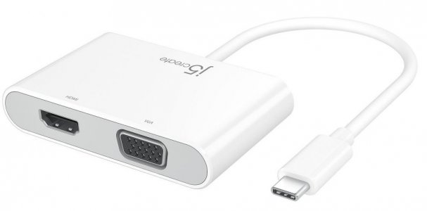 Разветвитель для компьютера j5create USB-C HDMI и VGA с USB Type-A 3.0 PD (белый) (JCA175)