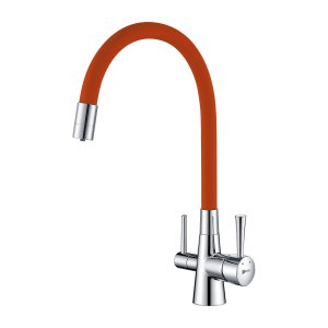 Смеситель для кухни Lemark Comfort LM3075C-Orange Хром Оранжевый