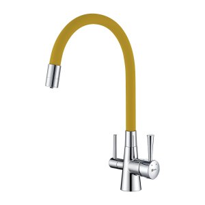 Смеситель для кухни Lemark Comfort LM3075C-Yellow Хром Желтый