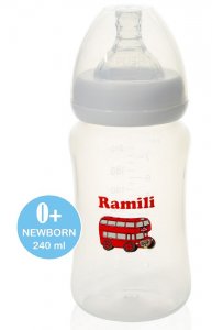 Бутылочка для кормления Ramili Baby, 240 мл, 0+, противоколиковая (240ML)