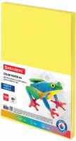 Цветная бумага BRAUBERG А4, 80 г/м, 100 листов, медиум, желтая (112454)