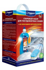 Стартовый набор для посудомоечной машины Topperr Соль + ополаскиватель + таблетки (3304)