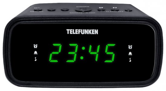 Радиоприемник с часами Telefunken TF-1588 черный/зеленый (TF-1588(ЧЕРНЫЙ C ЗЕЛЁНЫМ))