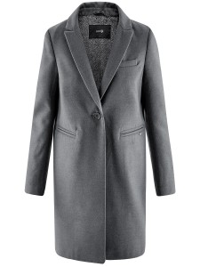 Пальто демисезонное oodji Ultra, цвет: темно-серый меланж