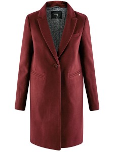 Демисезонное пальто oodji Ultra, цвет: бордовый
