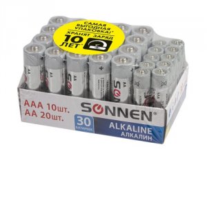 Батарейка SONNEN Alkaline LR6 + LR03, 30 шт (455097)