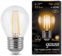 Светодиодные лампы Gauss Filament E27 7W 550lm 2700K, шар, 10 шт (105802107 x10)