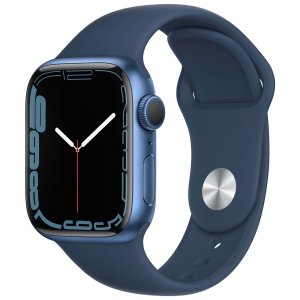 Смарт-часы Apple Watch Series 7, 41 мм, корпус из алюминия, спортивный ремешок (синий) (MKN13RU/A)