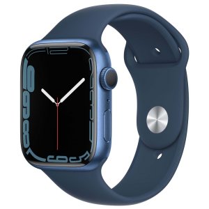 Смарт-часы Apple Watch Series 7, 45 мм, корпус из алюминия, спортивный ремешок (синий) (MKN83RU/A)
