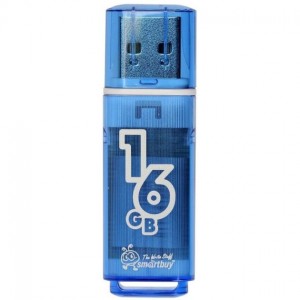 Флешка Smartbuy Glossy 16Гб, Голубой, USB 2.0