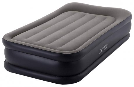 Надувная кровать INTEX TWIN DELUXE PILLOW REST RAISED 99х191х42 см (серый)