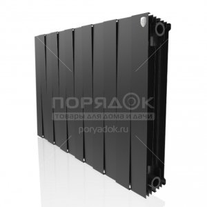 Биметаллический радиатор Royal Thermo PianoForte 500 Noir Sable RTPNNS50012 Черный графитовый 12 секций с боковым подключением
