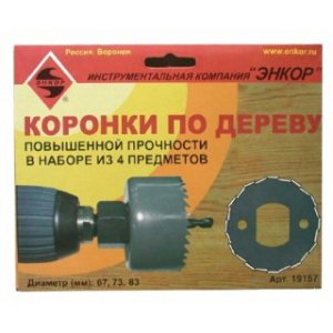 Набор коронок по дереву Энкор  + адаптер, 4 предмета (19157)