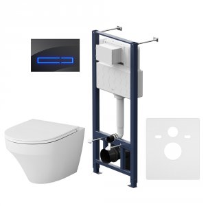 Комплект унитаза с инсталляцией Am.Pm Inspire FlashClean IS450A38.501700 с сиденьем Микролифт и клавишей смыва Черный
