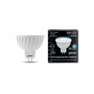 Лампа светодиодная Gauss MR16 GU5.3 5W 12V белый свет