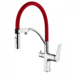 Смеситель для кухни Lemark Comfort LM3074C-Red Хром Красный