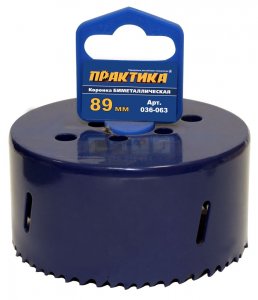 Коронка биметаллическая Практика биметаллическая коронка для дрелей, шуруповертов 036-063
