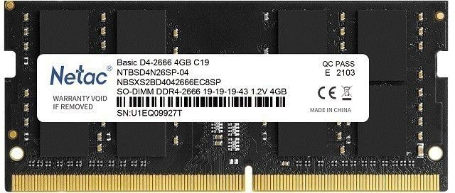 Оперативная память Netac SO-DIMM DDR4 NTBSD4N26SP-04 4Gb