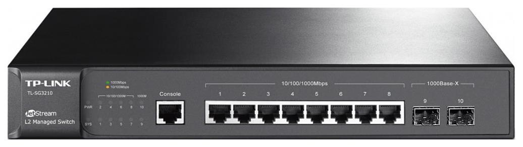 Коммутатор TP-LINK TL-SG3210 8G 2SFP (черный)