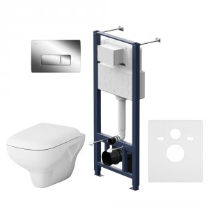 Комплект унитаза с инсталляцией Am.Pm Like FlashClean IS48051.801700 с сиденьем Микролифт и клавишей смыва Хром