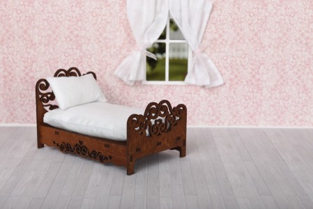 Кукольный дом ЯиГрушка Кровать с подушкой и матрасом