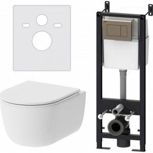 Комплект унитаза с инсталляцией Damixa Sirius DX86.IS10151.1700 с сиденьем Микролифт и клавишей смыва Хром глянцевый