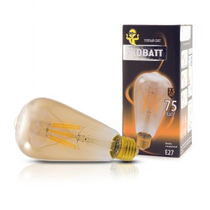 Лампочки Ecowatt Лампа св/диод. Loft ST64 7.5(75)W 2000K E27 теплый белый свет нитевидная золотистая