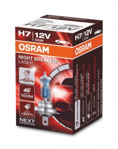 Лампа автомобильная Osram H7 12V- 55W (PX26d) (+150% света) Night Breaker Laser (64210NL)