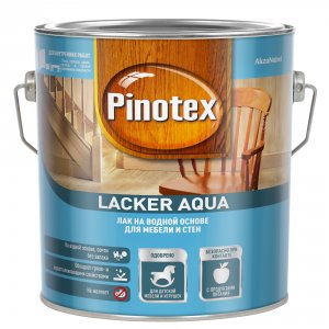 Лак для мебели и стен для внутренних работ PINOTEX Lacker Aqua на водной основе для мебели и стен полуматовый 2,7 л (5254106)