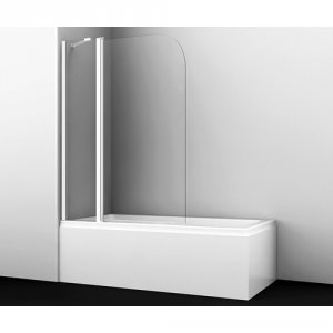Стекляннная шторка на ванну Wasserkraft Leine 110x140 35P02-110W профиль Белый стекло прозрачное (35P02-110WHITE Fixed)