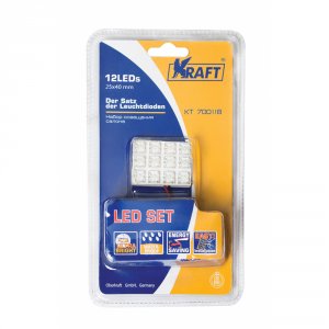 Набор освещения салона Kraft 12LEDs 25x40mm Blue (KT 700118)