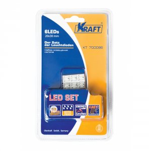 Набор освещения салона Kraft 6LEDs 20x30mm (KT 700086)