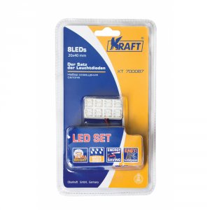 Набор освещения салона Kraft 8LEDs 20x40mm (KT 700087)