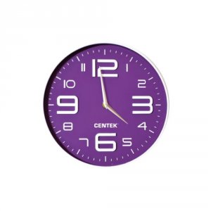 Часы настенные Centek круглые, объемные цифры, 30 см Violet (CT-7101)
