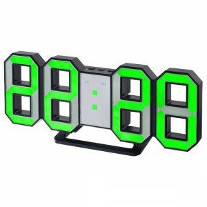 Часы настольные Perfeo PF-5198 черный корпус/зеленая подсветка (30010067)