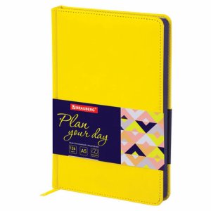 Недатированный ежедневник BRAUBERG Rainbow, А5, 136 листов, желтый (111670)
