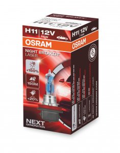 Лампа автомобильная Osram H11 12V-55W (PGJ19-2) (+150% света) Night Breaker Laser (64211NL)