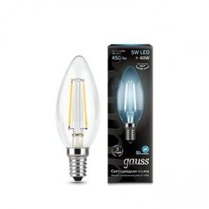 Лампа светодиодная Gauss Filament Candle E14 5W 230V белый свет