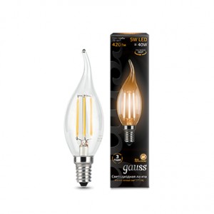 Лампа светодиодная Gauss Filament Candle Tailed E14 5W 230V желтый свет