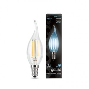 Лампа светодиодная Gauss Filament Candle Tailed E14 5W 230V белый свет