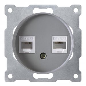 Двойная компьютерная розетка OneKeyElectro Розетка двойная компьютерная OneKeyElectro RJ45 5e, цвет серый (2172841)